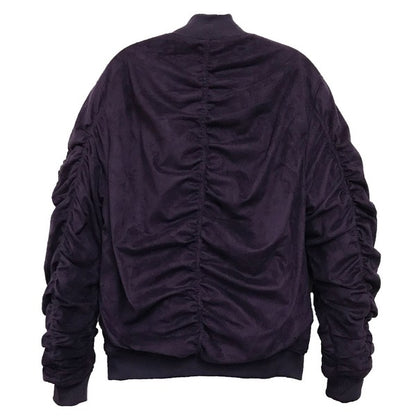 Microsuede Scrunched Bomber Jacket