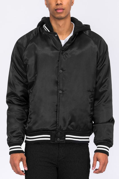 Satin Varsity Bomber Jacket