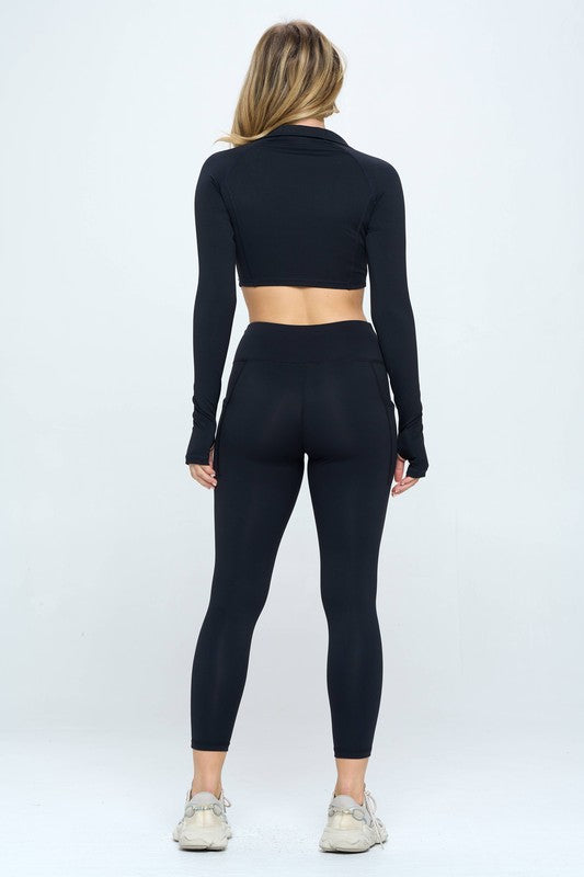 Long Sleeve Activewear Set Top and Leggings