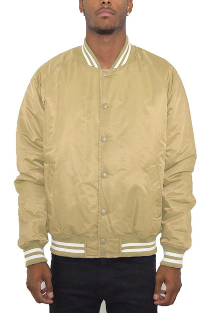 Polyester Solid Varsity Jacket