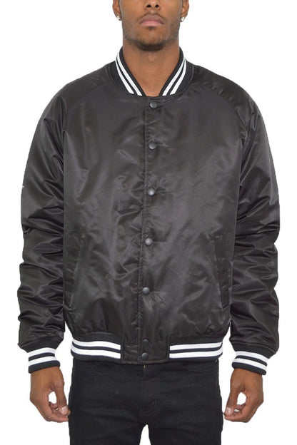 Polyester Solid Varsity Jacket