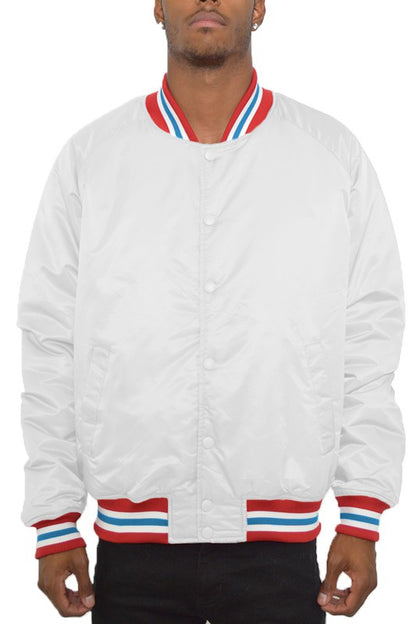 Polyester Solid Varsity Jacket