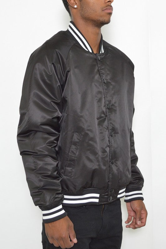 Polyester Solid Varsity Jacket