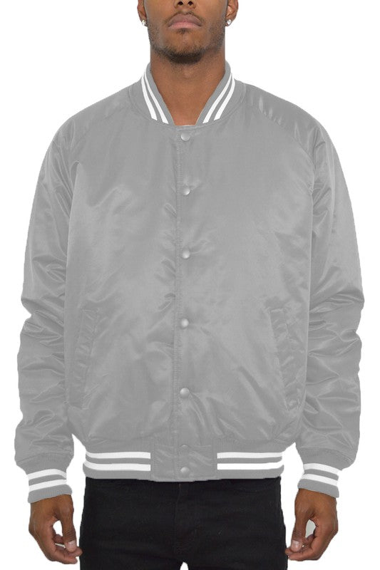 Polyester Solid Varsity Jacket