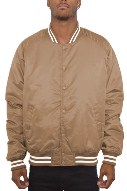 Polyester Solid Varsity Jacket