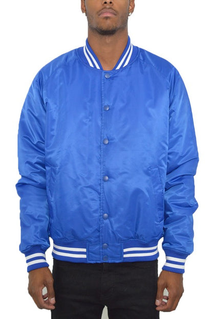 Polyester Solid Varsity Jacket