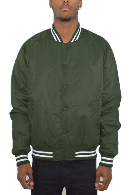 Polyester Solid Varsity Jacket