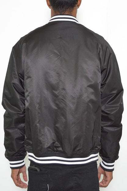 Polyester Solid Varsity Jacket