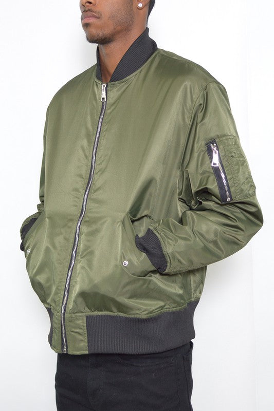 Mens Solid Padded Bomber Jacket