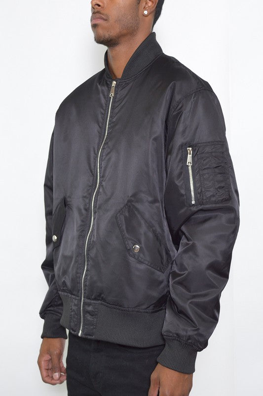 Mens Solid Padded Bomber Jacket