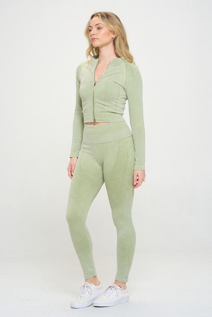 Ribbed Knit Tracksuit Two-Piece Set