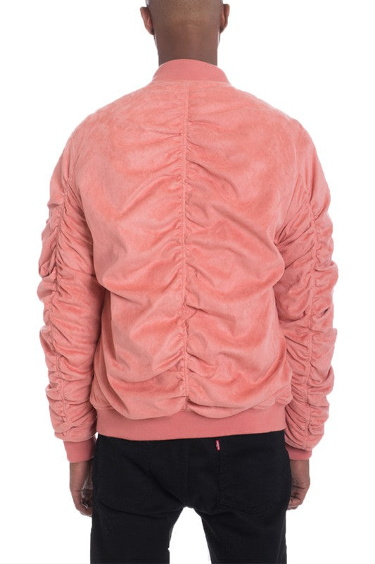 Microsuede Scrunched Bomber Jacket